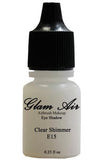 Set of Three (3) Shades of Glam Air Airbrush Eye Shadow Makeup E15 Clear Shimmer, E30 Exotic Blue Shimmer and E34 Warm Dusty Rose Water-based Formula Last All Day (For All Skin Types) 0.25oz Bottles