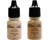 Glam Air Airbrush Makeup Foundations Set Two  M6 Golden Beige And M8 Summer Tan  for Flawless Looking Skin Matte Finish For Normal to Oily Skin (Water Based)0.25oz Bottles