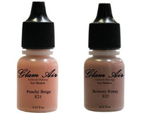 Glam Air Set of Two (2) s-E21Peachy Beige & E23Bronzey Rosey Airbrush Water-based 0.25 Fl. Oz. Bottles of Eyeshadow