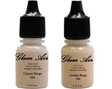 Glam Air Airbrush Makeup Foundations Set Two  M4 Classic Beige and M6 Golden Beige for Flawless Looking Skin Matte Finish For Normal to Oily Skin (Water Based)0.25oz Bottles