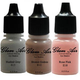 Prom Queen Set of Three (3) Shades of Glam Air Airbrush Eye Shadows Makeup Foundation Water-based Formula Lasts All Day (For All Skin Types)E12,E13,E18