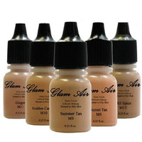 Glam Air Airbrush Water-based Foundation in Set of 5 Assorted Tan Matte Shades (For Normal to Oily Tan Skin)